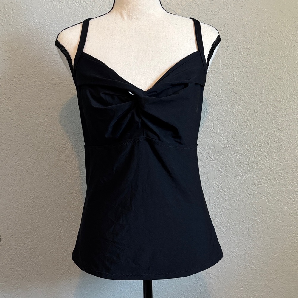 Athleta twist up tankini top, black, underwire Sz 36 D/DD